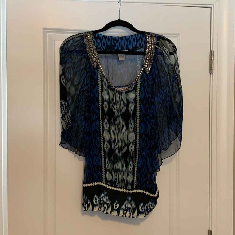 Sheer blue blouse with tank